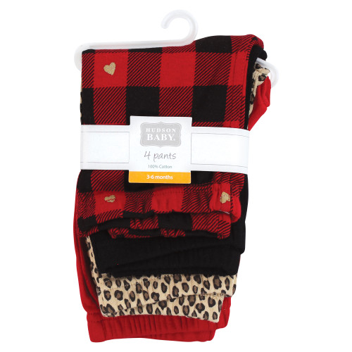 Hudson Baby Cotton Pants and Leggings, Gold Heart Plaid