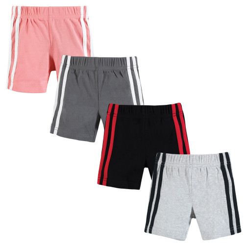 Hudson Baby Boy Shorts Bottoms 4-Pack, Red Black