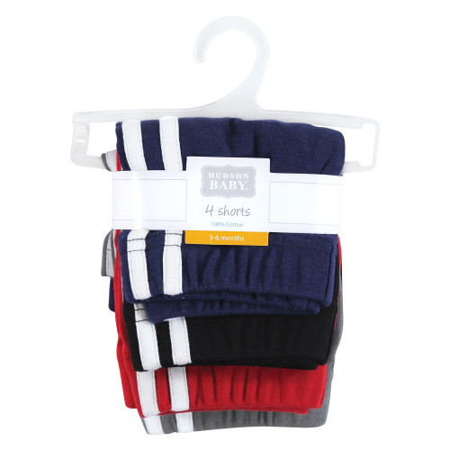 Hudson Baby Shorts Bottoms 4-Pack, Red Navy
