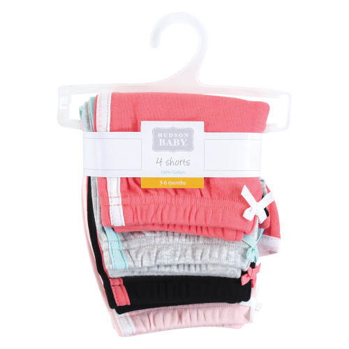 Hudson Baby Shorts Bottoms 4-Pack, Coral
