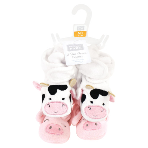 Hudson Baby Cozy Fleece Booties, Cow Pig