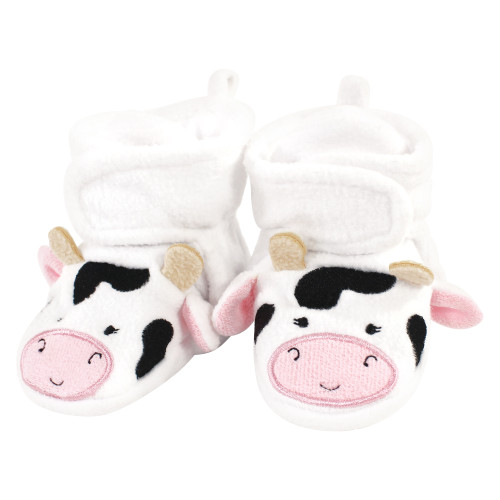 Hudson Baby Cozy Fleece Booties, Cow Pig