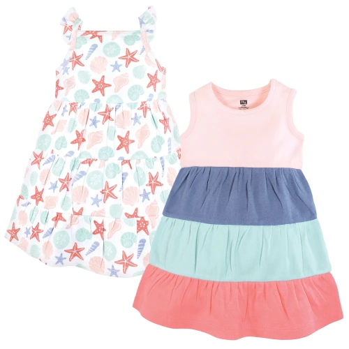 Hudson Baby Cotton Dresses, Multicolor Sea Shells