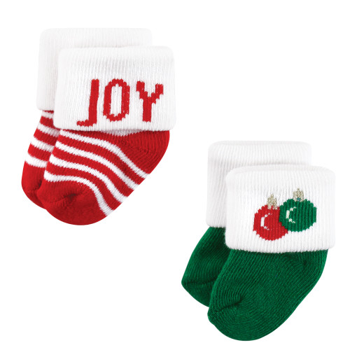 Hudson Baby Cotton Rich Newborn and Terry Socks, 12 Days Of Christmas Santa