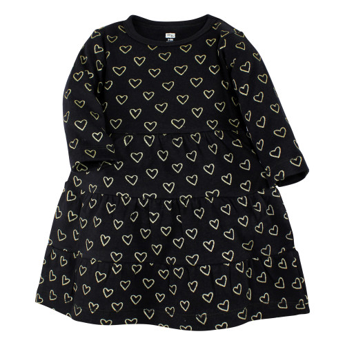 Hudson Baby Cotton Dresses, Leopard Gold Heart