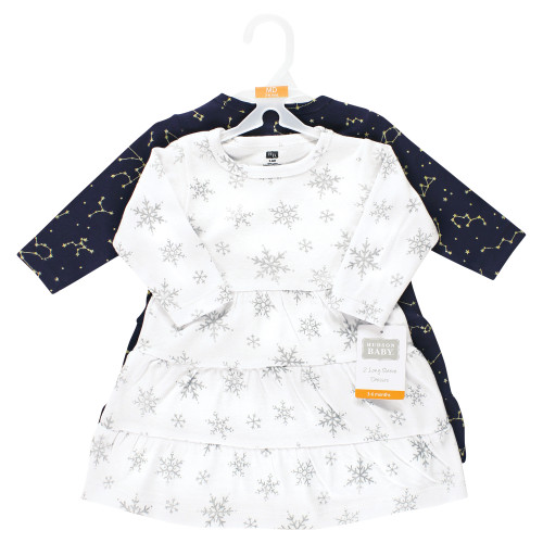 Hudson Baby Cotton Dresses, Metallic Snowflake Star