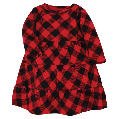Hudson Baby Cotton Dresses, Buffalo Plaid Leopard Black