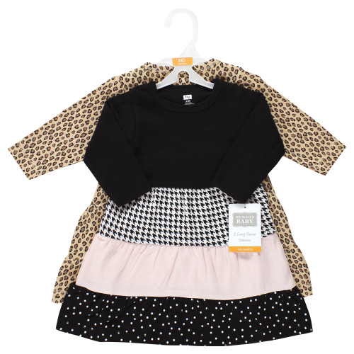 Hudson Baby Cotton Dresses, Houndstooth Lt Pink