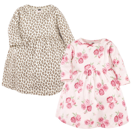 Hudson Baby Cotton Dresses, Blush Rose Leopard