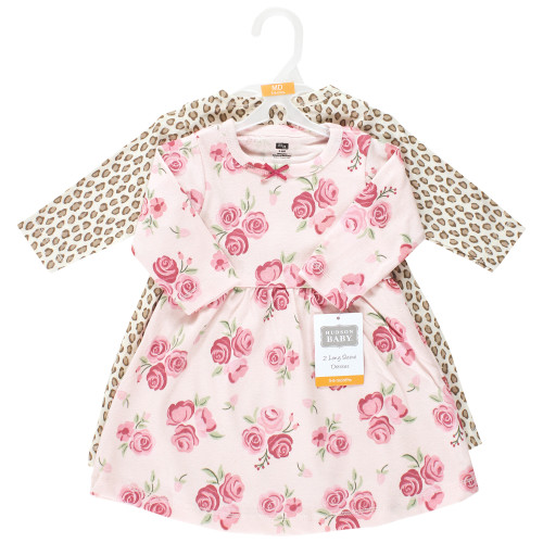 Hudson Baby Cotton Dresses, Blush Rose Leopard