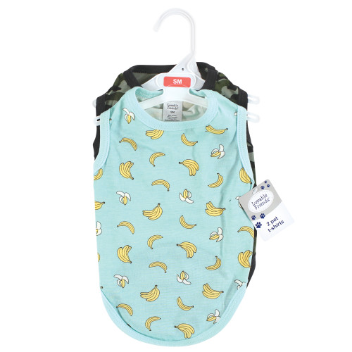 Luvable Friends Pet Dog and Cats Cotton T-Shirts 2pk, Banana Camo