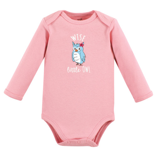 Touched By Nature Organic Cotton Long-Sleeve Bodysuits, Girl Woodland Alphabet 5-Pack