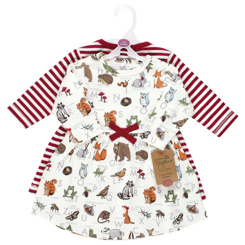 Touched by Nature Organic Cotton Short-Sleeve and Long-Sleeve Dresses, Woodland Alphabet