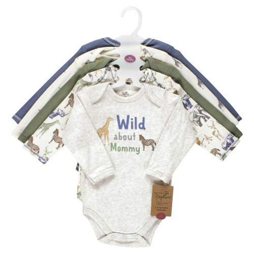 Touched by Nature Organic Cotton Long-Sleeve Bodysuits, Boy Safari