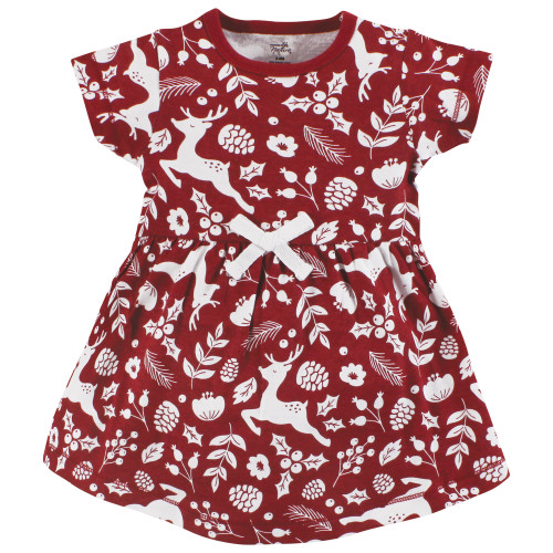 Touched by Nature Organic Cotton Dress and Cardigan, Red Winter Folk