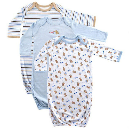 Luvable Friends Infant Boy Cotton Gowns, Blue, Preemie/Newborn