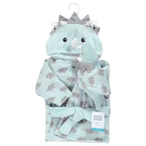 Hudson Baby Plush Bathrobe and Toy Set, Triceratops