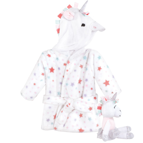 Hudson Baby Plush Bathrobe and Toy Set, Rainbow Unicorn