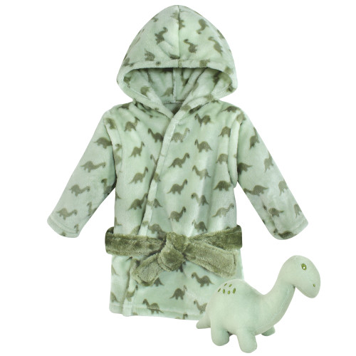 Hudson Baby Plush Bathrobe and Toy Set, Brontosaurus, One Size