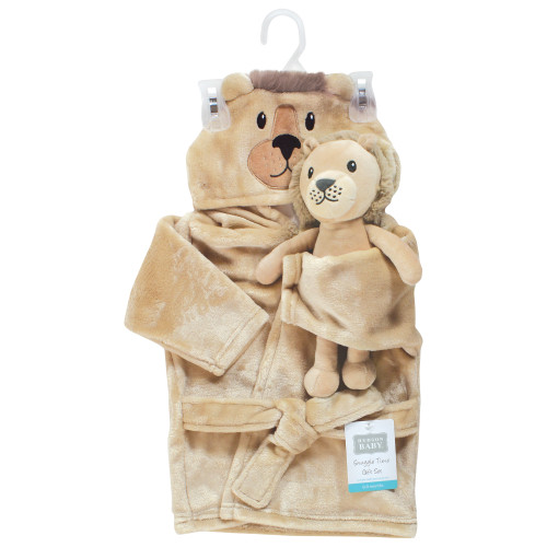 Hudson Baby Plush Bathrobe and Toy Set, Lion