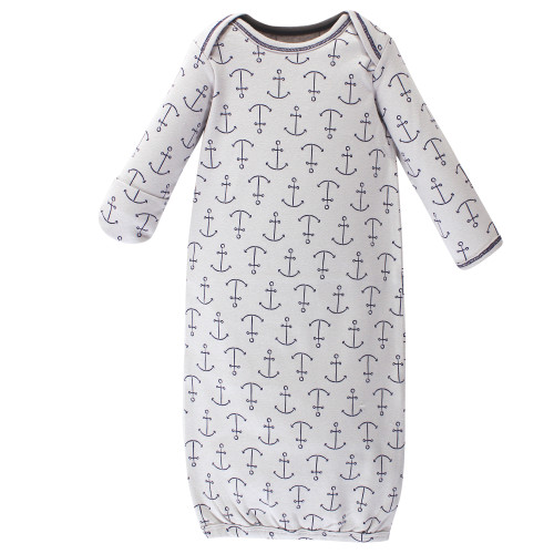 Touched by Nature Infant Boy Organic Cotton Gowns, Blue Whale, Preemie/Newborn
