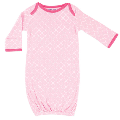 Luvable Friends Infant Girl Cotton Gowns, Pink Floral, Preemie/Newborn