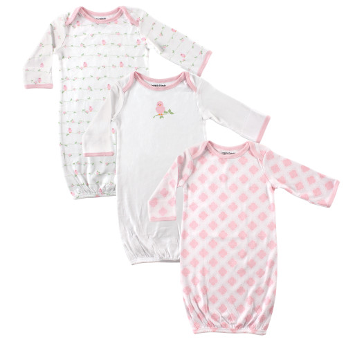 Luvable Friends Infant Girl Cotton Gowns, Bird, Preemie/Newborn