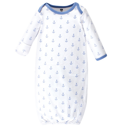 Hudson Baby Infant Boy Cotton Gowns, Blue Whales, Preemie/Newborn