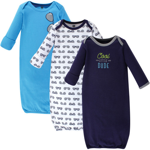 Hudson Baby Infant Boy Cotton Gowns, Cool Little Dude, Preemie/Newborn