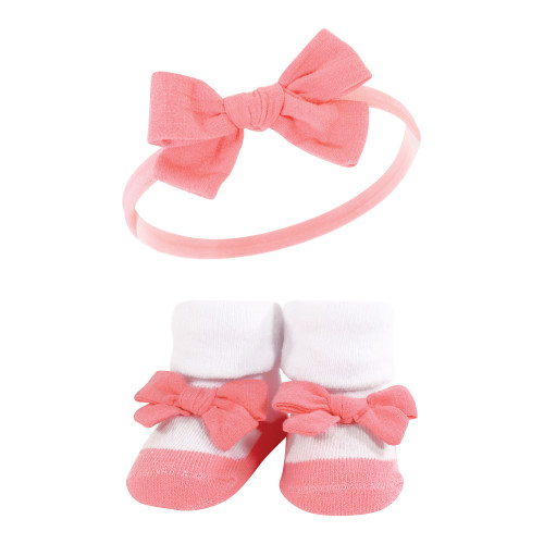 Hudson Baby Headband and Socks Giftset, Navy Coral