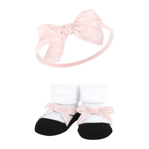 Hudson Baby Headband and Socks Giftset, Red Pink