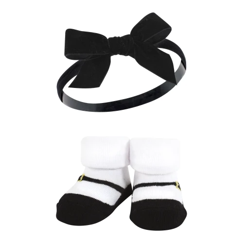Hudson Baby Headband and Socks Giftset, Red Pink