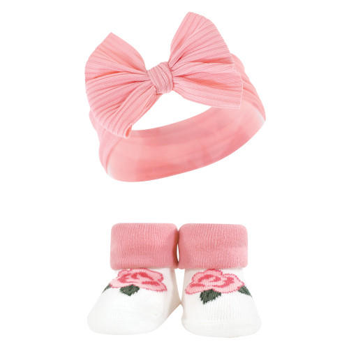 Hudson Baby Headband and Socks Giftset, Purple Green