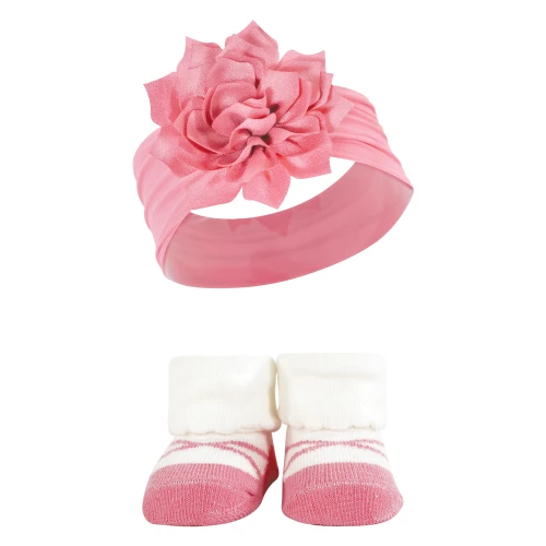 Hudson Baby Headband and Socks Giftset, Yellow Orange