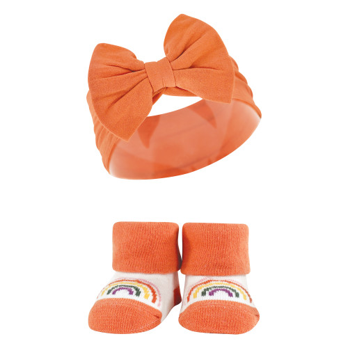Hudson Baby Headband and Socks Giftset, Yellow Orange
