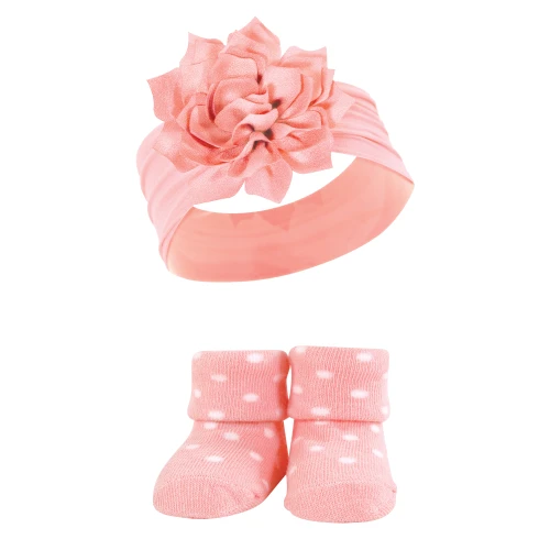 Hudson Baby Headband and Socks Giftset, Pink Purple Mint