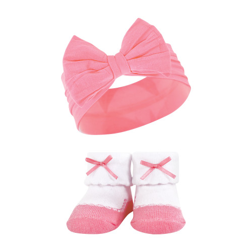 Hudson Baby Headband and Socks Giftset, Pink Purple