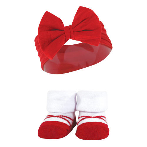 Hudson Baby Headband and Socks Giftset, Navy Red