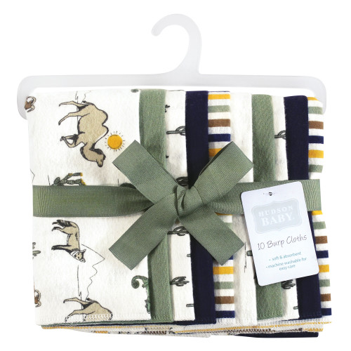 Hudson Baby Cotton Flannel Burp Cloths, Desert Animals