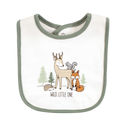 Hudson Baby Cotton Bibs, Forest Animals