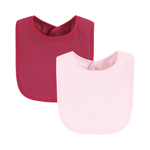 Hudson Baby Drooler Bib with Waterproof Lining, Pink Blue