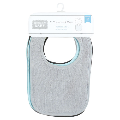 Hudson Baby Drooler Bib with Waterproof Lining, Gray Orange