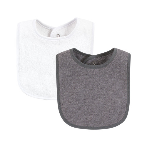 Hudson Baby Drooler Bib with Waterproof Lining, Gray Orange