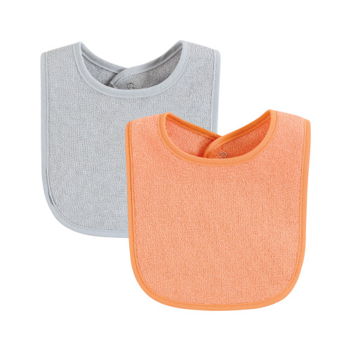 Hudson Baby Drooler Bib with Waterproof Lining, Gray Orange