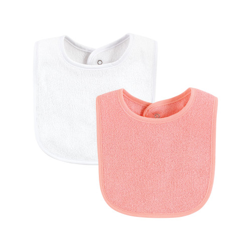 Hudson Baby Drooler Bib with Waterproof Lining, Pink Mint