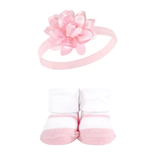 Hudson Baby Headband and Socks Set, Flower
