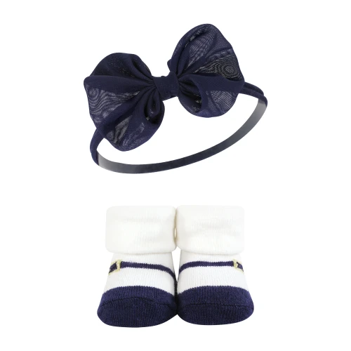Hudson Baby Headband and Socks Giftset, Pink Yellow Flower