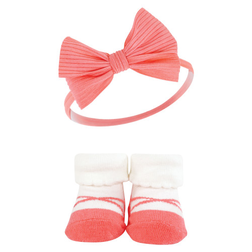 Hudson Baby Headband and Socks Giftset, Coral Gold 8-Piece