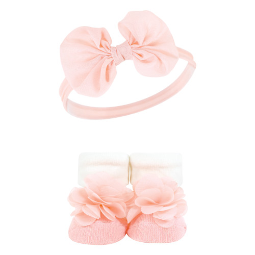 Hudson Baby Headband and Socks Giftset, Coral Gold 8-Piece