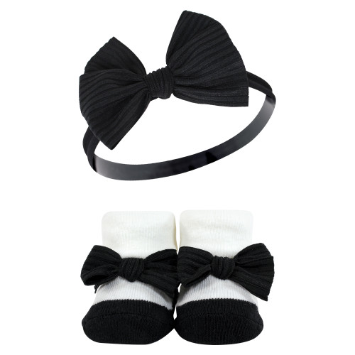 Hudson Baby Headband and Socks Giftset, Burgundy Floral 8-Piece